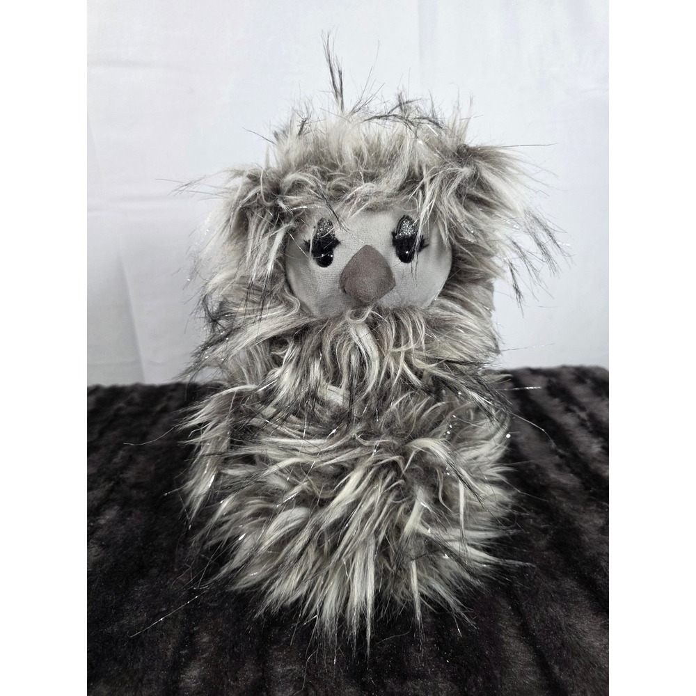 Jellycat Gloria Owl Retired Plush Grey Shaggy Tinsel Sparkle Bird JCINC3912